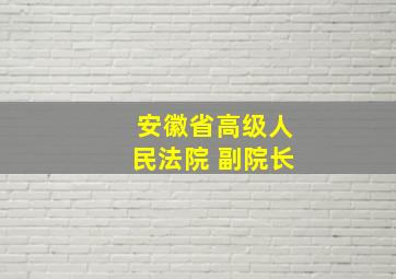 安徽省高级人民法院 副院长